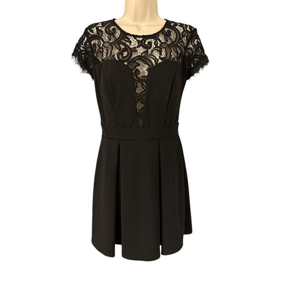 B. Darlin Black Cocktail Dress Size 5/6 Short Sleeve - Picture 3 of 9